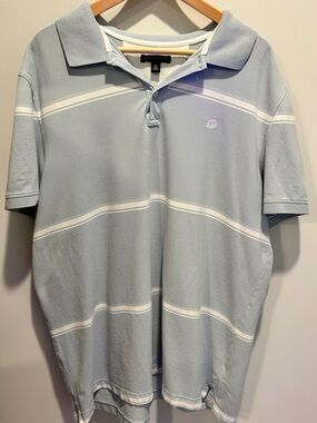 Banana Republic Men’s Tall XXL Blue Striped Polo Shirt Cotton Blend